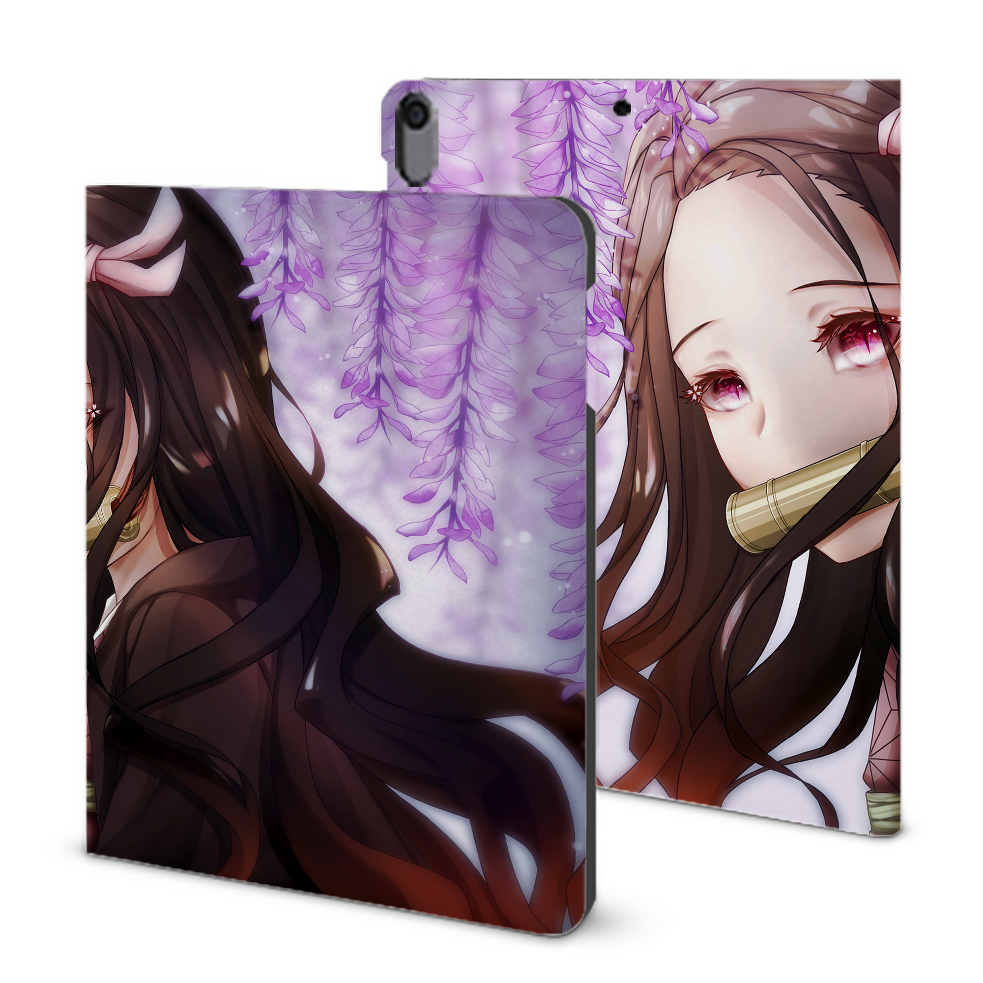 （画像用） 鬼滅の刃（きめつのやいば）竈門 禰󠄀豆子／かまど ねずこ Kamado Nezuko IPad ケース ブック型 PUレザー TPU 耐衝撃 軽量 薄型 ペン収納なし 全面保護 IPad 各モデル対応